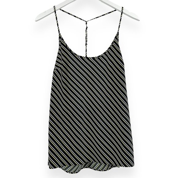 Alexander Wang Black Yellow White Striped Lightweight Sleeveless Satin Cami Top - Picture 1 of 6
